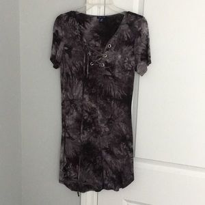 Black tie die t-shirt dress
